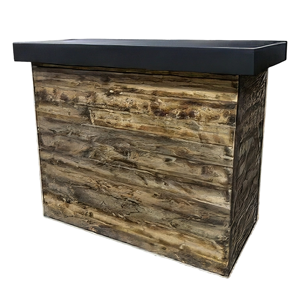 Reclaimed Wood Plank Bar Corner with LED Lighting - 2'