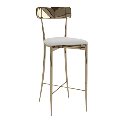 Hayworth Bar Stool - Polished Gold & Black Faux Leather