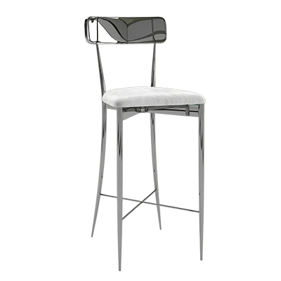 Hayworth Bar Stool - Polished Stainless & White Velvet