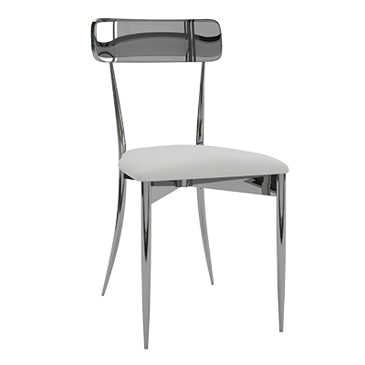 Hayworth Metal Back & Upholstered Seat - Polished Stainless